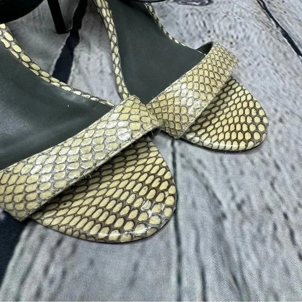 Reed Krakoff Women’s Ankle Harness Tan Snakeskin Stiletto Heel Sandals size 5.5 - Picture 4 of 10